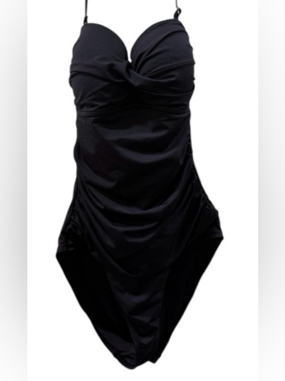 Anne Cole Live In Color women’s 6 twist front shirred one piece black swimsuit